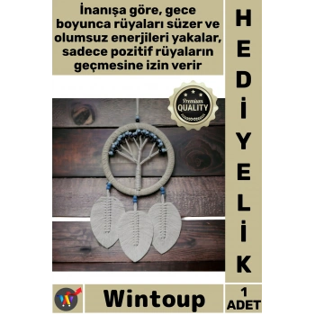 Rüya Kovan Hayat Ağacı Dream Catcher Ekru