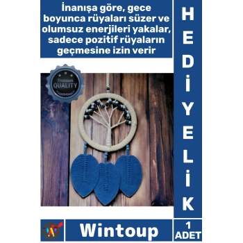 Rüya Kovan Hayat Ağacı Dream Catcher Mavi