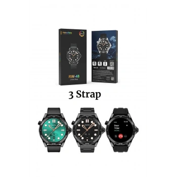 RW 48 Classic Series Amoled Ekran Watch With 3 Strap