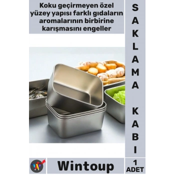 #Saklama Kabı 13.5 x 10.5 x 5 Cm Mutfak Gıda Güvenli Şık Metal Tasarım Paslanmaz Çelik Saklama Kabı