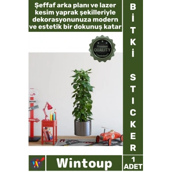 Saksılı Bitki Tasarımlı Yapışkanlı Sticker Resim