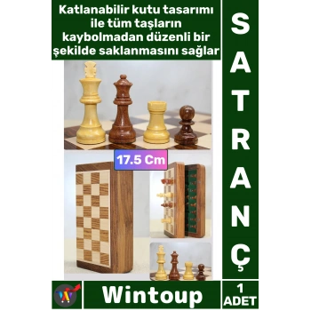 #Satranç Manyetik Seyahat Tipi Mini Mıknatıs Taşlı Ahşap Katlanabilir Kutulu Satranç Oyunu 17.5 Cm