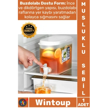 #Sebil Şeffaf Hazne Sağlıklı Pratik Tasarım Musluklu İçecek Sebili Buzdolabı Uyumlu 3.5 Litre