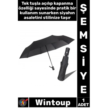 #Şemsiye Premium Rüzgara Dayanıklı Su Geçirmez Katlanabilir Konforlu Lüks Tam Otomatik Şemsiye Siyah
