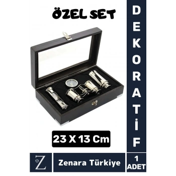 Sevgili Özel Gün Koleksiyon Hediye Denizci Özel Kutulu Pirinç Pusula Dürbün Kum Saati Premium SET