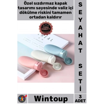 #SeyahatSeti Sızdırmaz 3lü 60 ML Uçak Uyumlu Kozmetik Şişe Taşıma Organizeri Şık Seyahat Banyo Seti