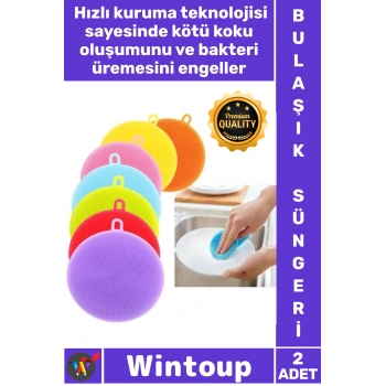 #Süngeri Mutfak Hijyen Seti Yağ Sökücü Uzun Ömürlü Esnek Pratik Silikon Bulaşık Yıkama Süngeri 2 Adt