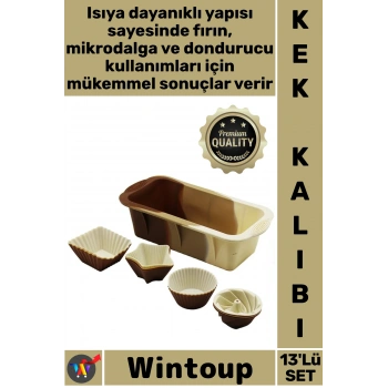 #Kalıp Isıya Dayanıklı Yapışmaz Mutfak Pasta Sunum Fırın Silikon Muffin Baton Kek Kalıbı Seti 13lü