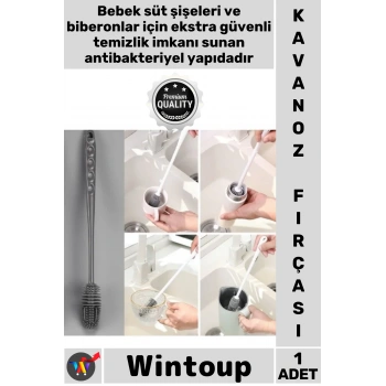 #Fırça 360 Derece Biberon Dar Ağızlı Bardak Termos Esnek Silikon Uzun Saplı Kavanoz Yıkama Fırçası