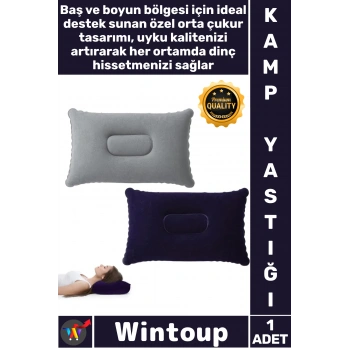 #KampYastığı Portatif Boyun Destekli Seyahat Tipi Ergonomik Kadife Yüzey Şişme Kamp Yolculuk Yastığı