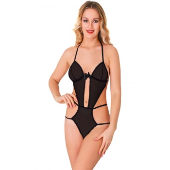Siyah Lcralı Tül Bodysuit - 931
