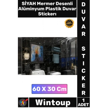 #Sticker Su Geçirmez Kendinden Yapışkanlı Siyah Mermer Desenli Alüminyum Plastik Duvar Stickerı