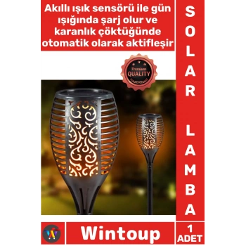 #SolarLamba Güneş Enerjili Su Geçirmez Dış Mekan Otomatik Sensörlü Alev Efektli Solar Bahçe Lamba