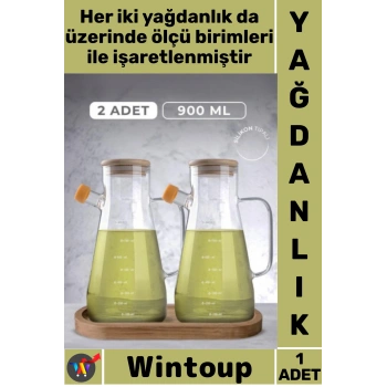 Standlı 2li Cam Yağdanlık