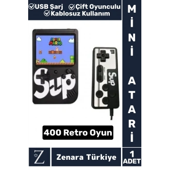 Taşınabilir USB Şarjlı Çift Oyunculu Mario Street Fighter Nostalji Retro 400 Oyunlu Mini El Atarisi