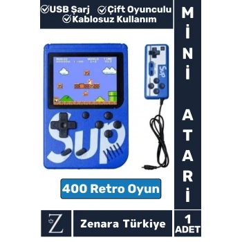 Taşınabilir USB Şarjlı Çift Oyunculu Mario Street Fighter Nostalji Retro 400 Oyunlu Mini El Atarisi
