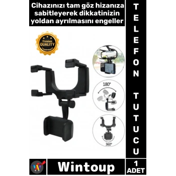 #TelefonTutucu 360 Derece Döner Evrensel Araç İçi Ayarlı Araba Dikiz Aynasına Takılan Telefon Tutucu