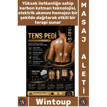 #TensPedi Masaj Fizik Tedavi Yumuşak Esnek Medikal Elektrot Ped 5 X 5 Cm Kablolu 40 Adet Tens Pedi