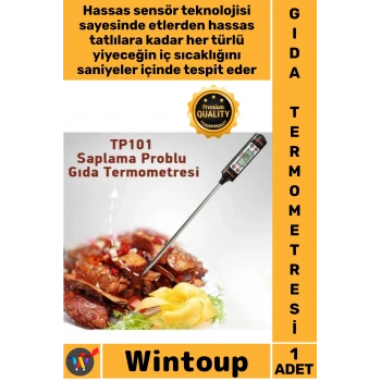 #Termometre Dijital Hassas Çelik Sensörlü Mutfak Barbekü Süt Su Yemek Sıcaklık Ölçer Et Termometresi