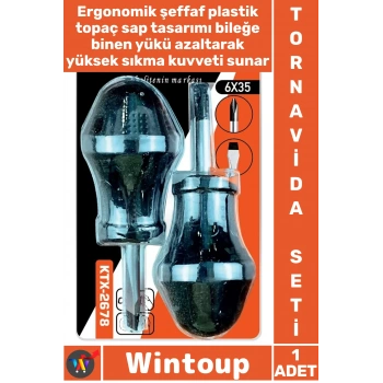 #Tornavida Premium 6 X 35 Mm Ergonomik Dar Alan Takımı Blister 2li Topaç Yıldız Düz Tornavida Seti