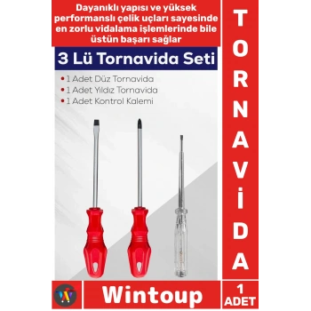 #Tornavida Profesyonel Tamir Takımı Elektrikçi El Aleti Düz Yıldız Tornavida Kontrol Kalemi 3lü Set