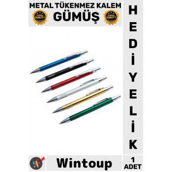 #Tükenmez Kalem Premium Lüks Şık Ofis Öğretmen Okul Ders Not İmza Hediyelik Kaliteli Ergonomik Tasarım Güçlü Metal Tükenmez Kalem Gümüş