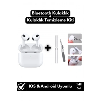 Tüm Akıllı Telefonlarla Uyumlu Bluetooth V5 Kulak İçi Kulaklık+Kulaklık Temizleme Kiti İkili Set