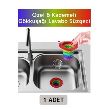 Uzun Ömürlü 6 Kademeli Katlanabilir Gökkuşağı Mutfak Lavabo Musluk Tıkanma Önleyici Lavabo Süzgeci