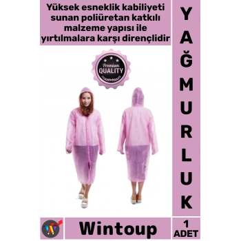 #Yağmurluk Çıtçıt Kapüşonlu Şeffaf Pratik Su Geçirmez Unisex Standart Boy Tek Kullanımlık Yağmurluk