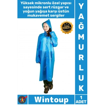 #Yağmurluk Su Geçirmez Kapüşonlu Çıtçıtlı Dayanıklı Koruyucu Hafif Portatif Kalın Naylon Yağmurluk