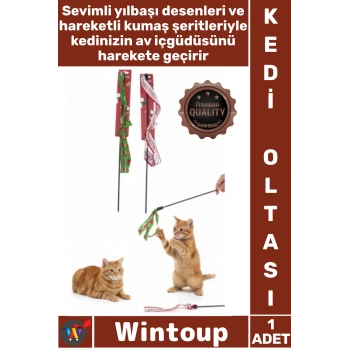Yılbaşı Temalı Kedi Oyun Oltası