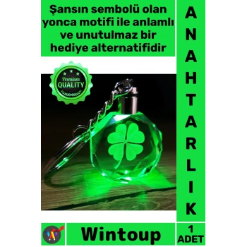 #Anahtarlık Hediye Işıklı Kristal Cam Lüks Estetik Şans Yonca Tasarımlı Renk Değiştiren Anahtarlık