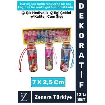 Yüksek Kaliteli Dekoratif Hediyelik Sevgili Çift Sevgililer Günü Tanışma Yıldönümü 12li DİLEK ŞİŞESİ