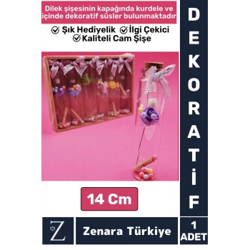 Yüksek Kaliteli Dekoratif Hediyelik Sevgili Çift Sevgililer Günü Tanışma Yıldönümü 6lı DİLEK ŞİŞESİ