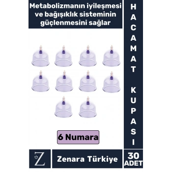 Yüksek Kaliteli Metabolizma Etkili Vakumlu Hacamat Kupası 6 NUMARA 30 ADET