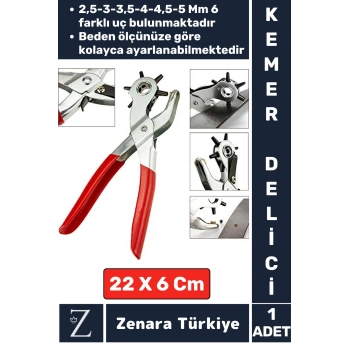 Yüksek Kaliteli Pratik Deri Plastik Delik Uç Açıcı 6 Farklı Uçlu Ayarlanabilir Kemer Delme Pensesi