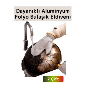 Yüksek Kaliteli Sıcak Su Isıya Dayanıklı Esnek Yağ Kir Temizleyici Alüminyum Bulaşık Eldiveni 2 Çift