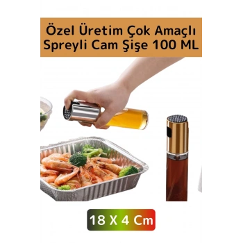 Yüksek Kaliteli Uzun Ömürlü Mutfak Yağ Sirke Limon Suyu Çok Amaçlı Spreyli 100 ML Cam Yağdanlık 1 Ad