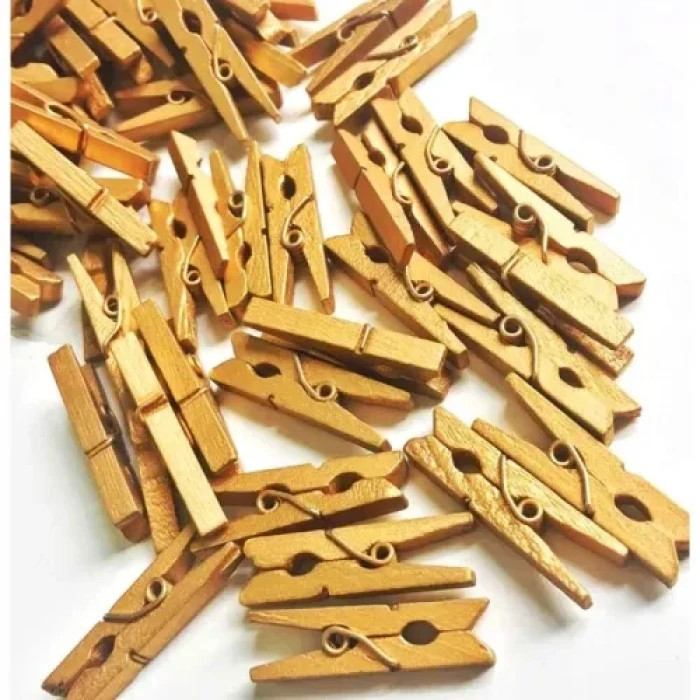 100lü Gold Ahşap Mandal Seti