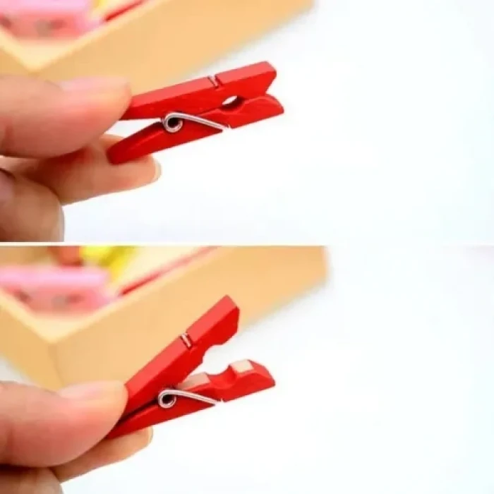 100lü Renkli Ahşap Mandal Seti 2.5 cm