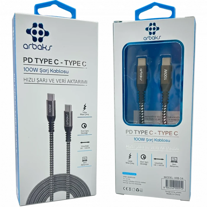 100W PD TYPE-C TYPE-C Şarj Kablosu ARB-54