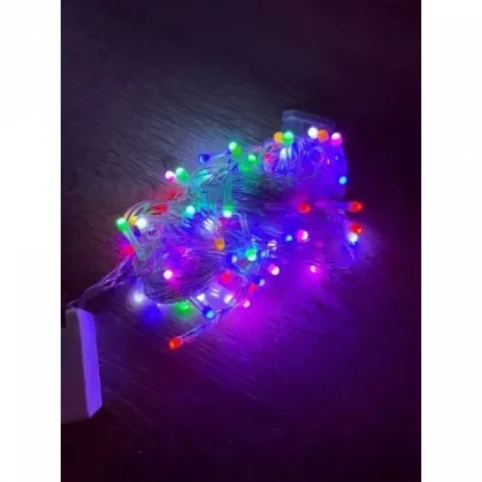 10m 100 Led Damla Uçlu RGB Işık Şeffaf Kablo