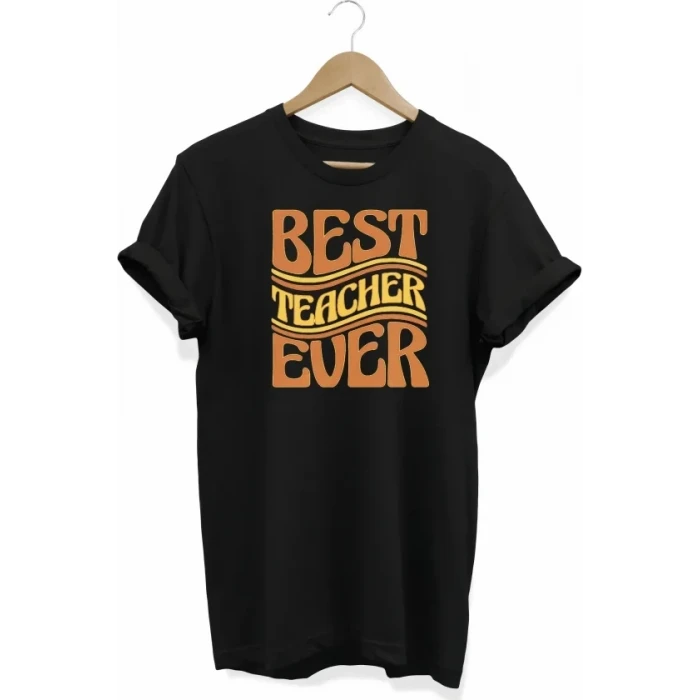 24 Kasım Öğretmenler Günü Hediye Baskılı Oversize Bisiklet Yaka T-shirt - Siyah