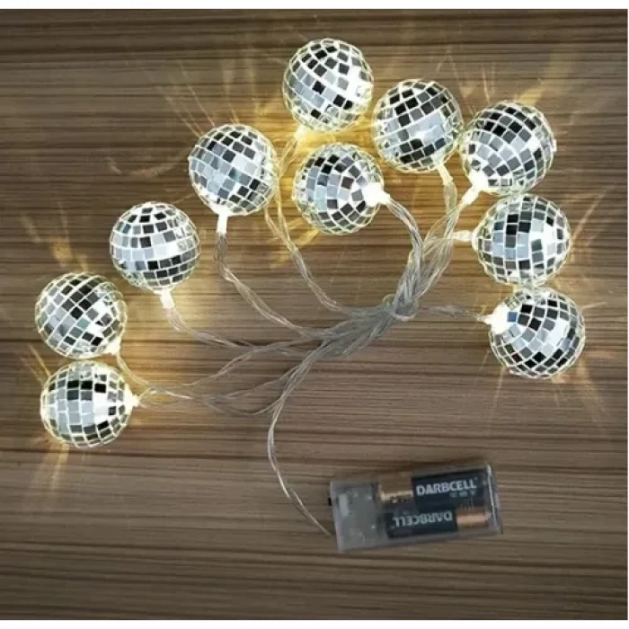 2m 10 LED Pilli Disko Toplu Işık