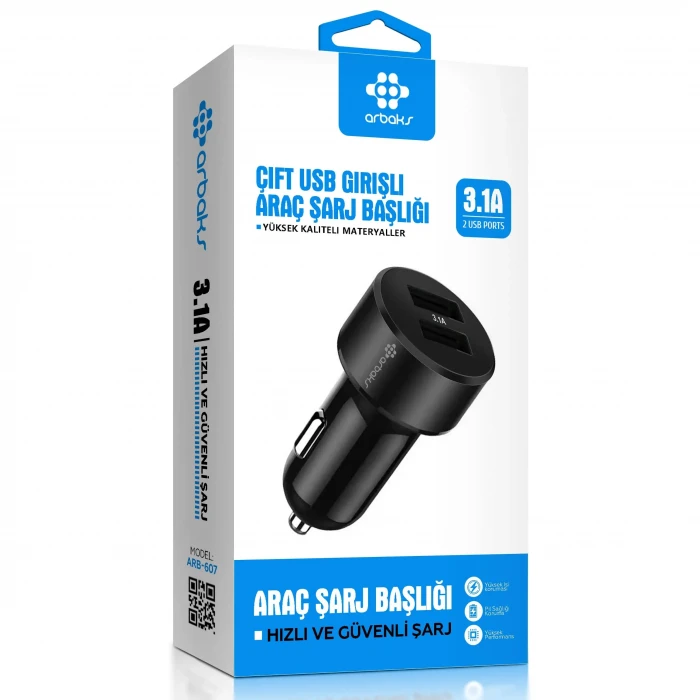 3.1A Çift Usb Girişli Araç Şarj Başlığı ARB-607