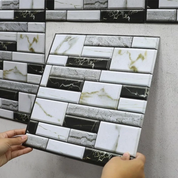 3D Mermer Görünümlü Kendinden Yapışkanlı Duvar Sticker