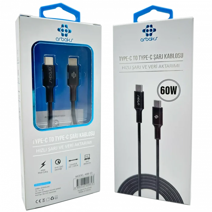 60W PD TYPE-C TYPE-C Şarj Kablosu ARB-53