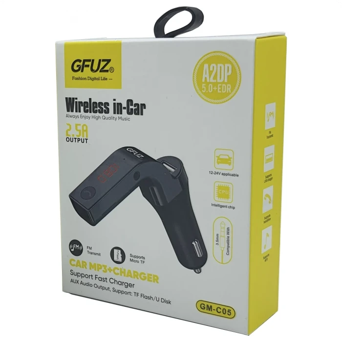 Araba FM MP3 Çalar Kablosuz Bluetooth 5.0 GFUZ® GM-C05