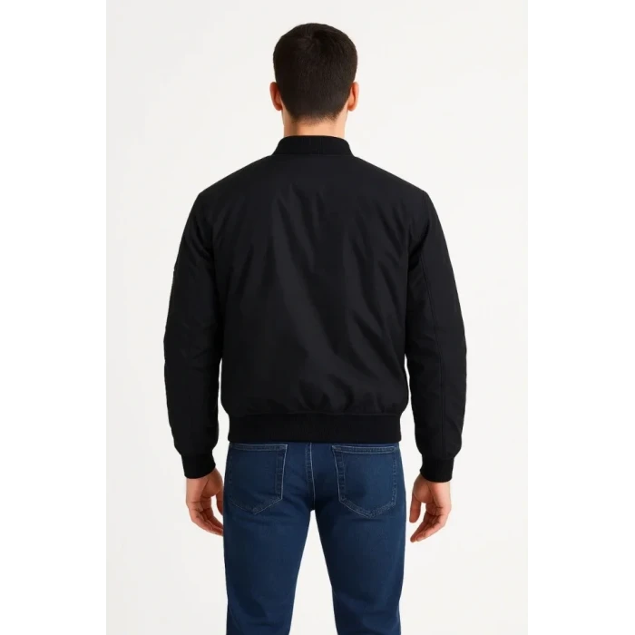 Arka Bomber Ceket - Siyah