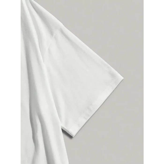 Baskılı Oversize Bisiklet Yaka T-shirt - Beyaz